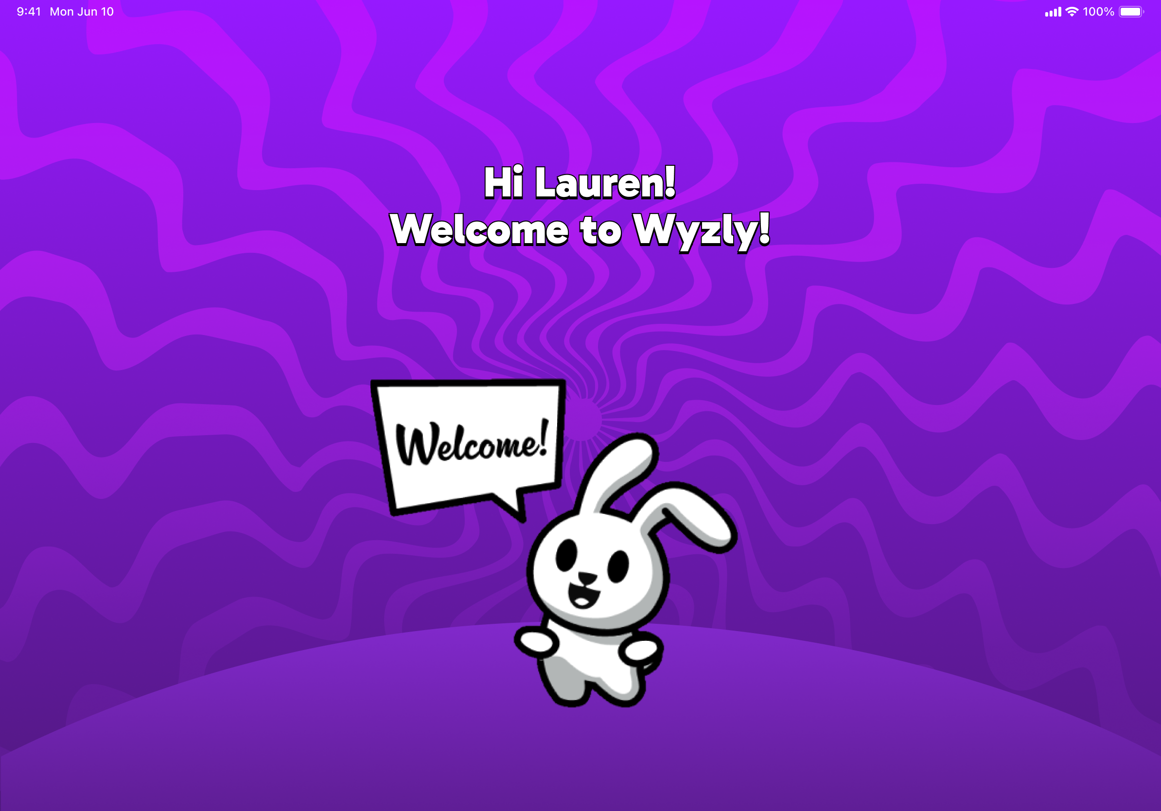 Wyzly Welcome Screen